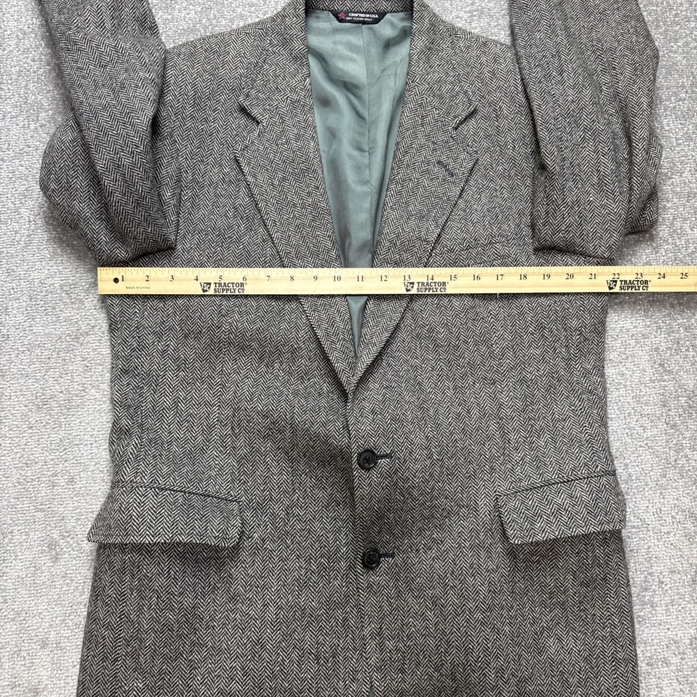 Vintage 42R 100% Wool Herringbone Blazer Black White Hardwick Jacket USA - Picture 7 of 11